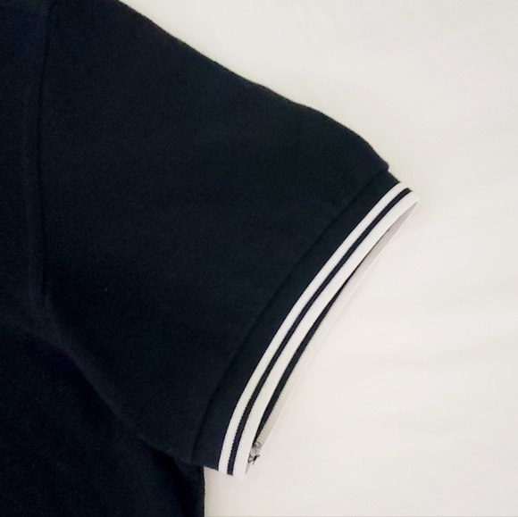 Fred Perry Polo Shirt Men's Large Black White Tipped Laurel Wreath Pullover New - Picture 7 of 10